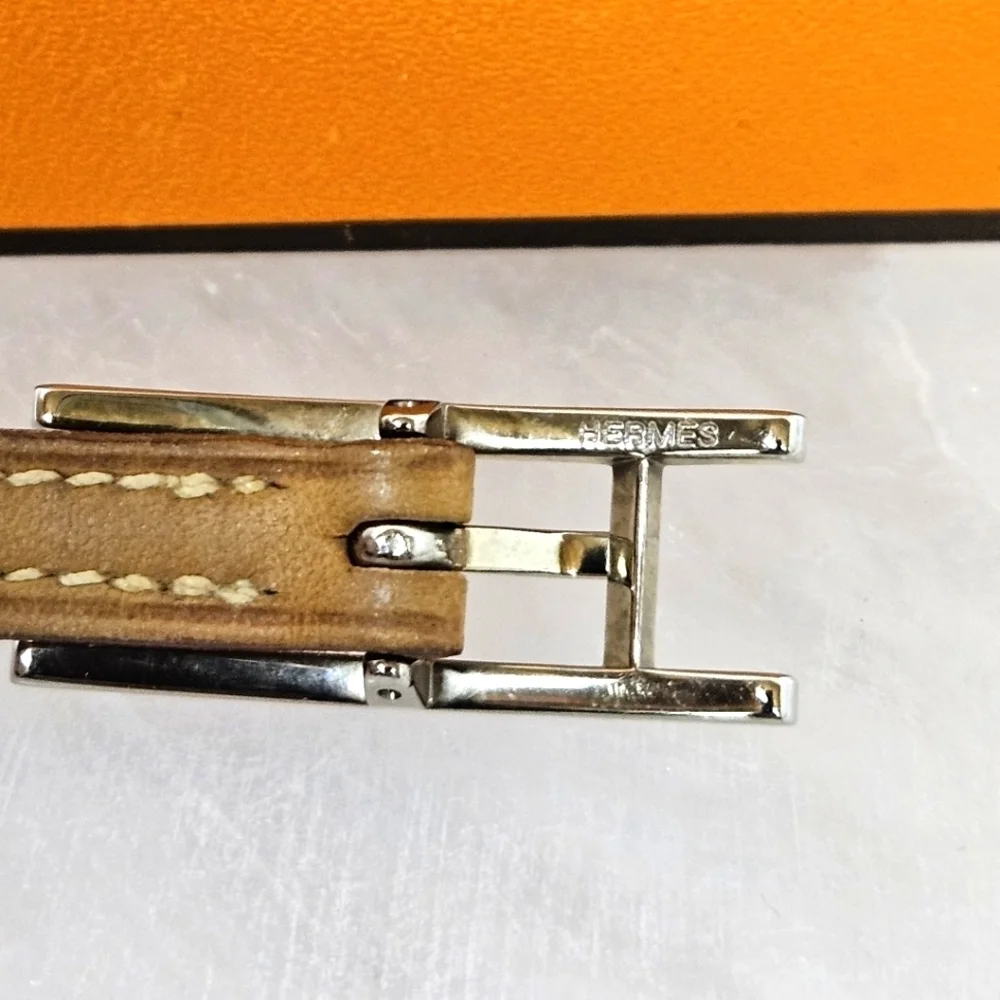 Hermes Hapi 3 Wrap Around Bracelet In Calfskin Leather And Palladium - Picture 4 of 11